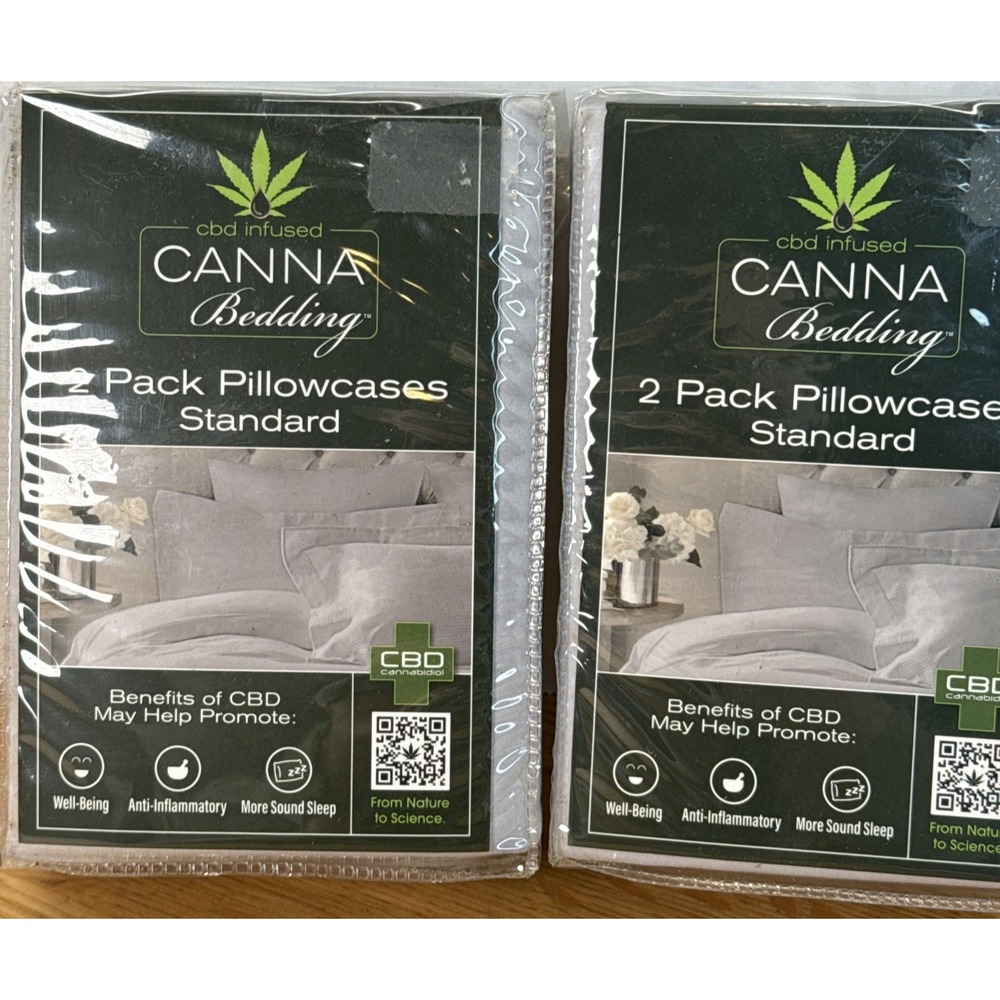 Two-2 Packs Canna Bedding Standard Light Great Pillowcases CBD Infused